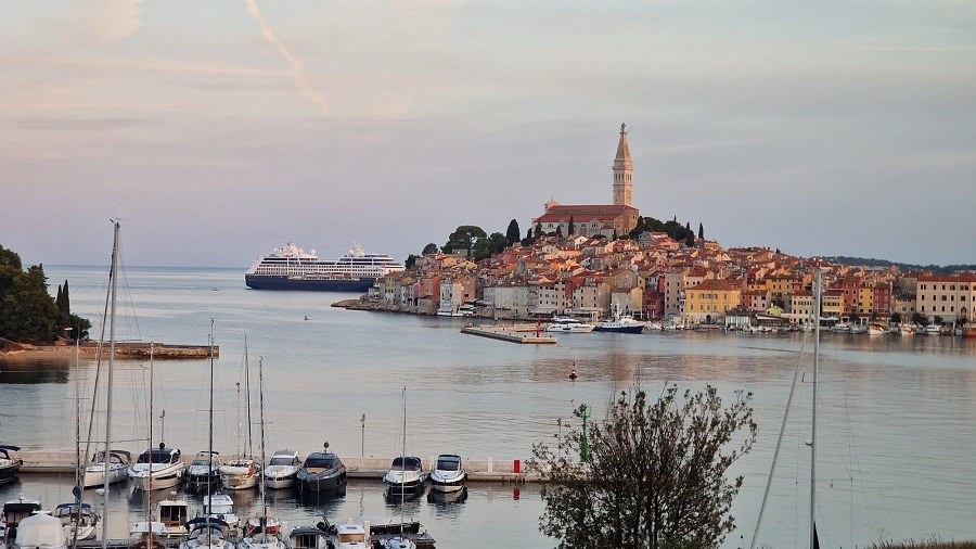Azamara Quest sailing out of Rovinj